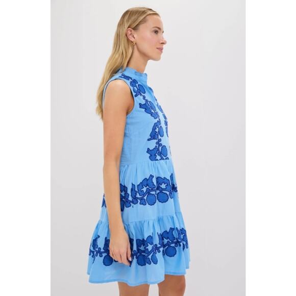 OLIPHANT Tangier Blue Yoke Mini Dress Size XS NWT Retail $288 - Picture 3 of 5
